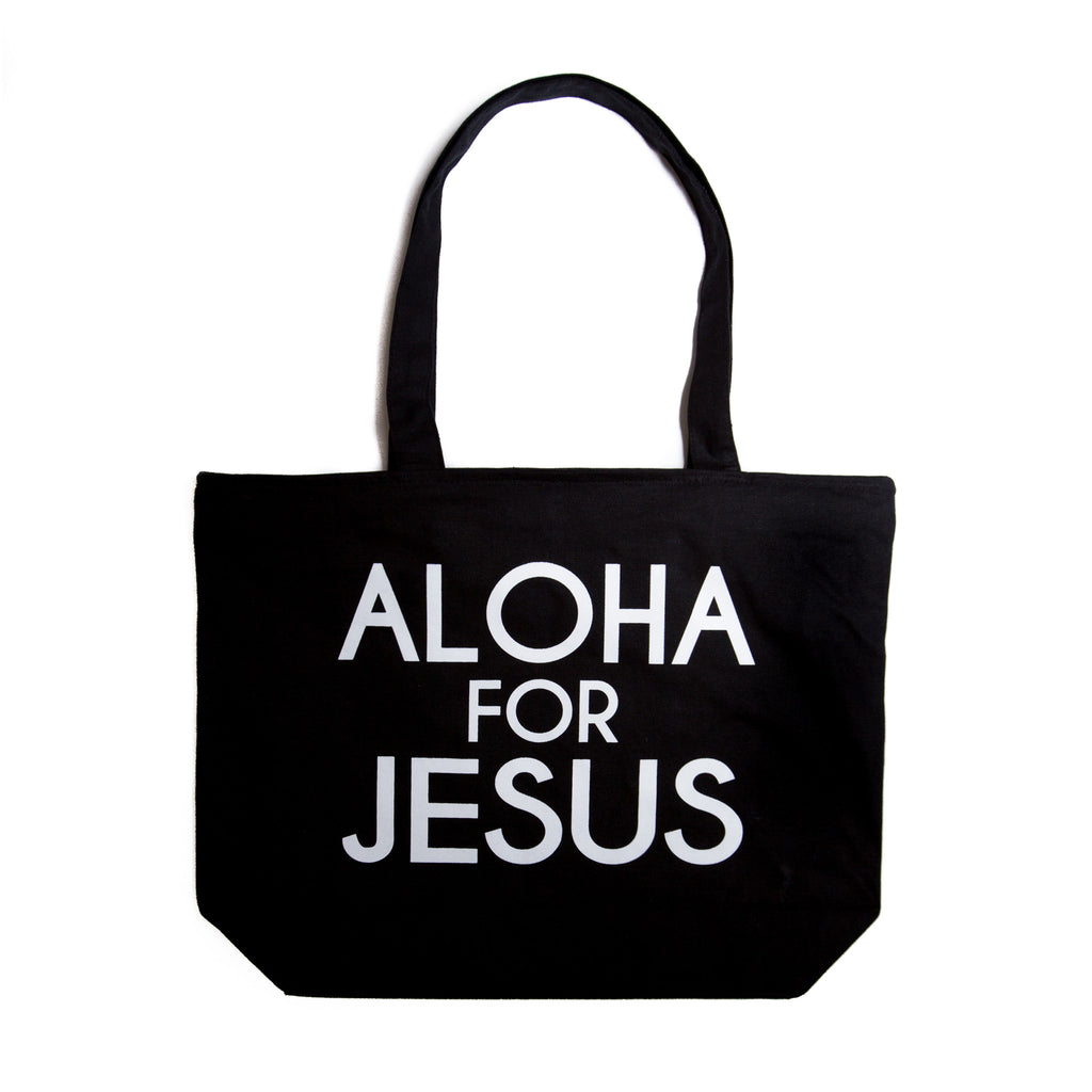 Large Canvas Carryall Bag-Black with White Logo – Aloha for Jesus