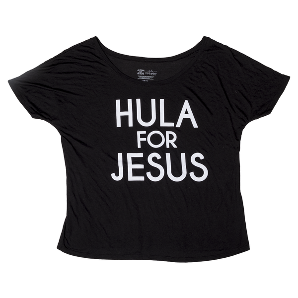 Short Sleeve Hula for Jesus T-Shirt-Black with White