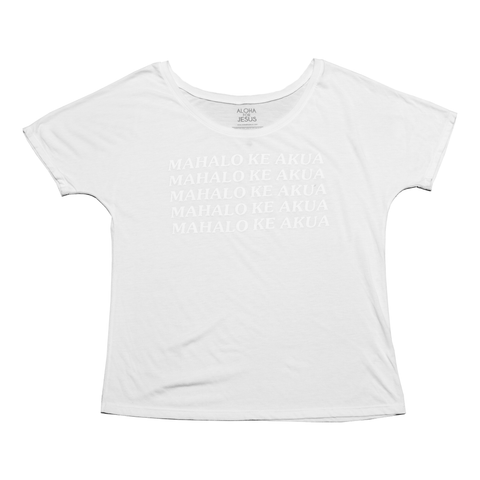 Mahalo Ke Akua shirt-White on White