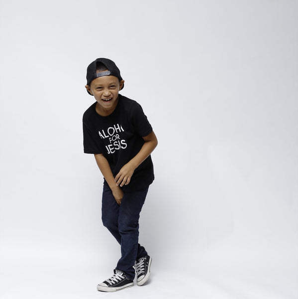 Short Sleeve Black T-Shirt with White Logo