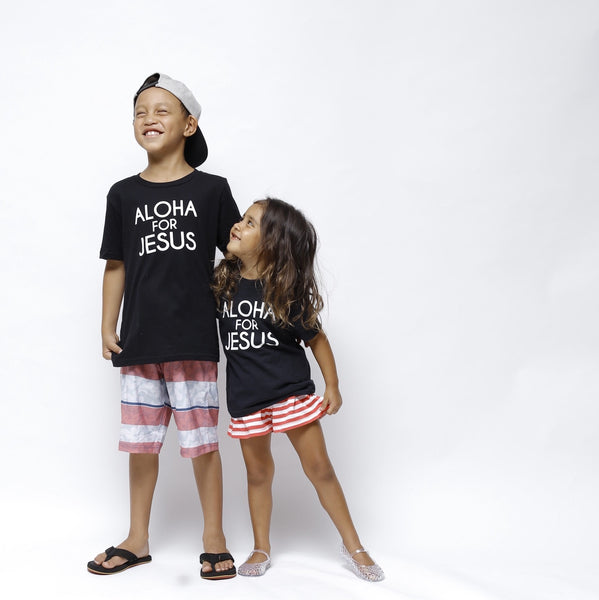 Short Sleeve Black T-Shirt with White Logo