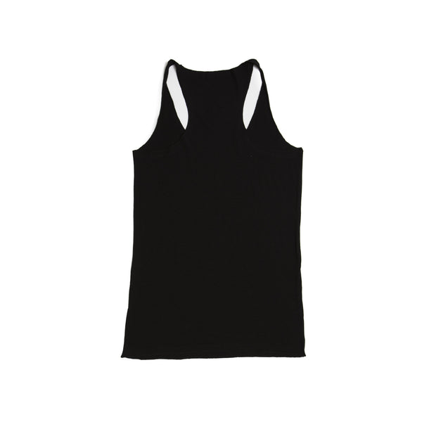 Logo Tank Top-Solid Black Triblend with White Logo