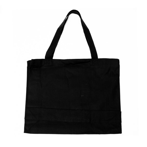Medium Canvas Bag-Black with White Logo