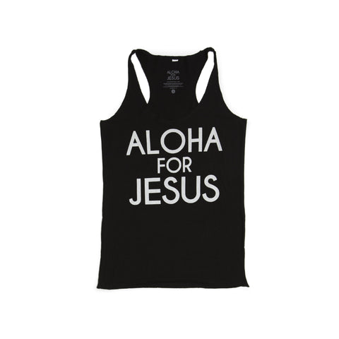 Logo Tank Top-Solid Black Triblend with White Logo
